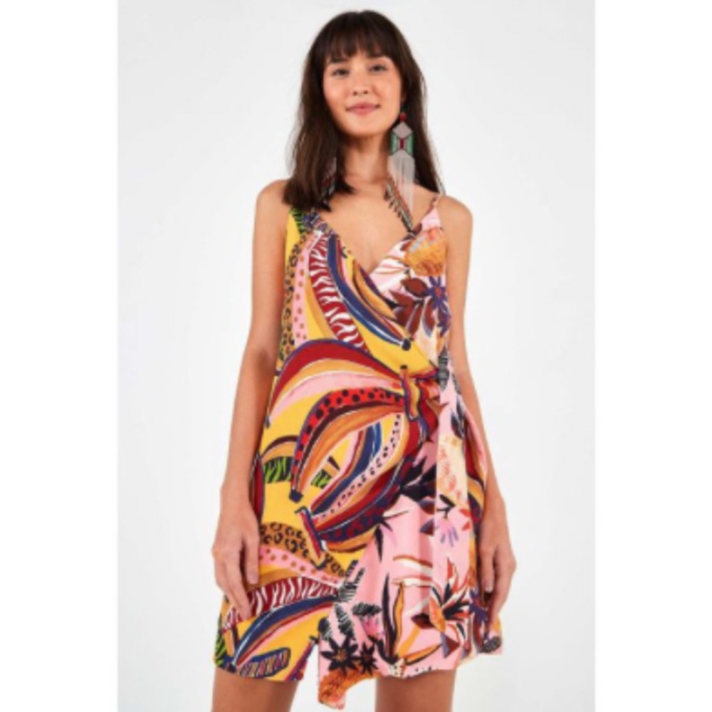 Farm Rio Banana Mix Wrap Dress